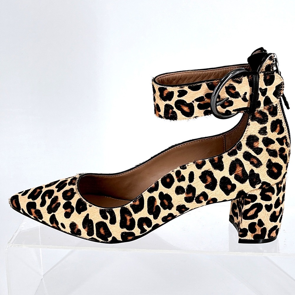 Linea Paolo Size 7.5 Leopard Print Calf Hair Block Heel Pumps NEW Corwyn $130 - Picture 11 of 14